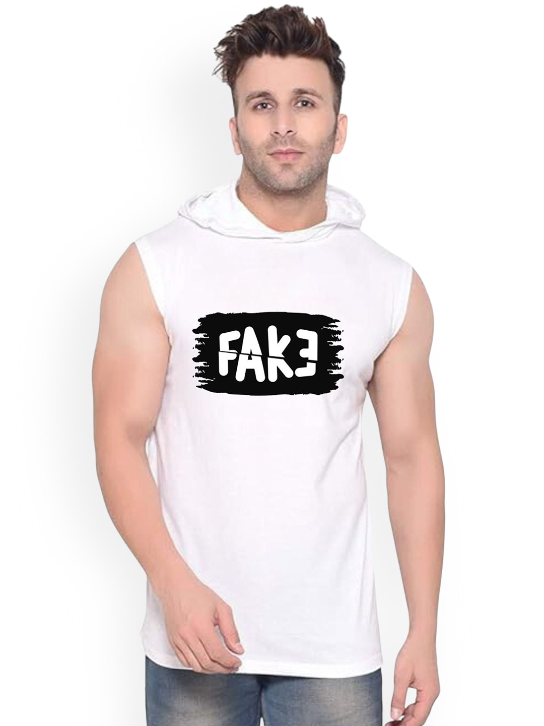 FABSTIEVE Fake Printed Gym Vest vk t-050_Print-236_gym_vest White M