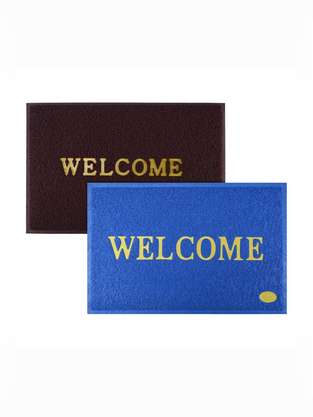 Aura 2Pcs Maroon & Blue Self-Designed Anti-Slip Eco-Friendly Absorbent Large Doormats