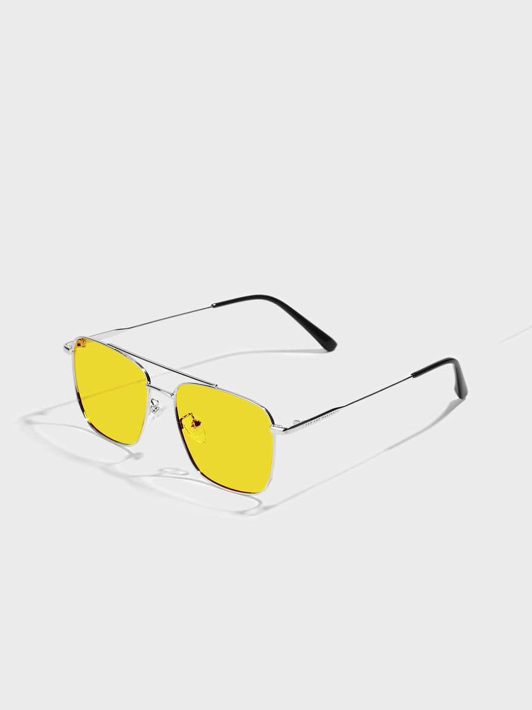 SAM & MARSHALL Unisex 400% UV Protection Square Sunglasses VEIN_SILVER_YELLOW_2885