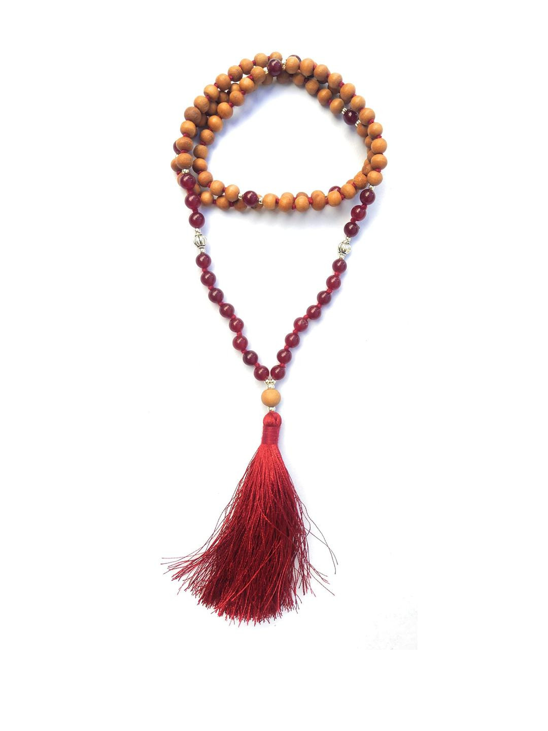 Apnisanskriti Unisex Chandan Sandalwood Mehroon Stone Designer Mala