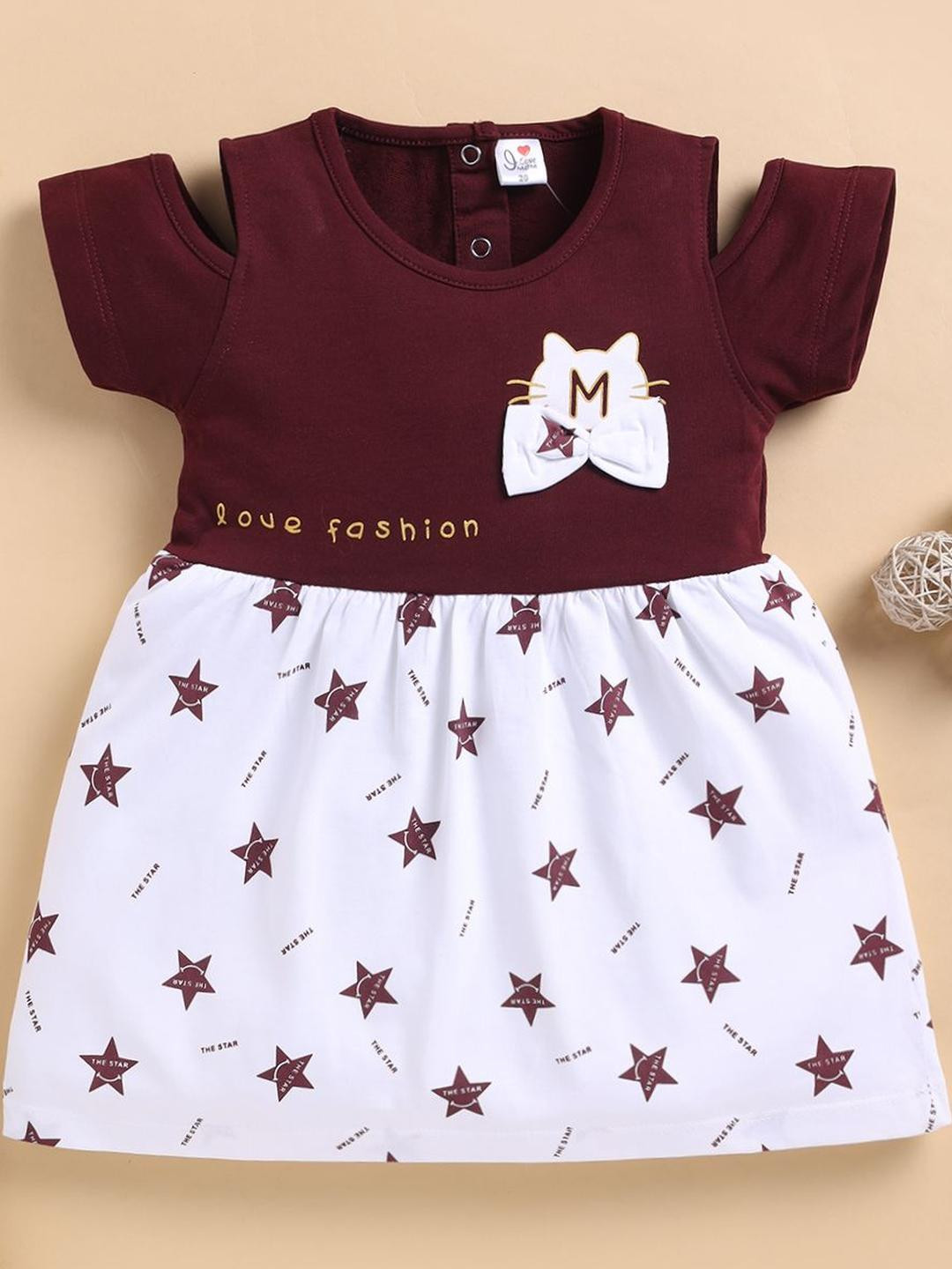 I LOVE MOM Print Cold-Shoulder Fit & Flare Dress