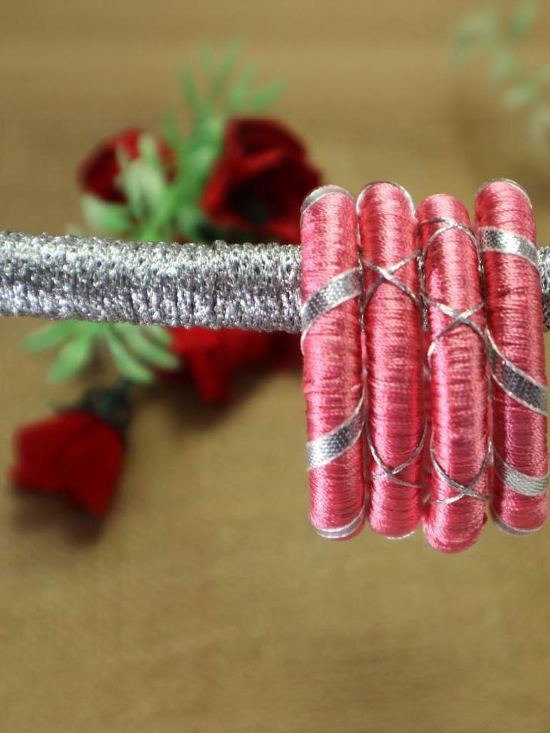 Kamule Rose Silk Thread Gota Patti Bangle