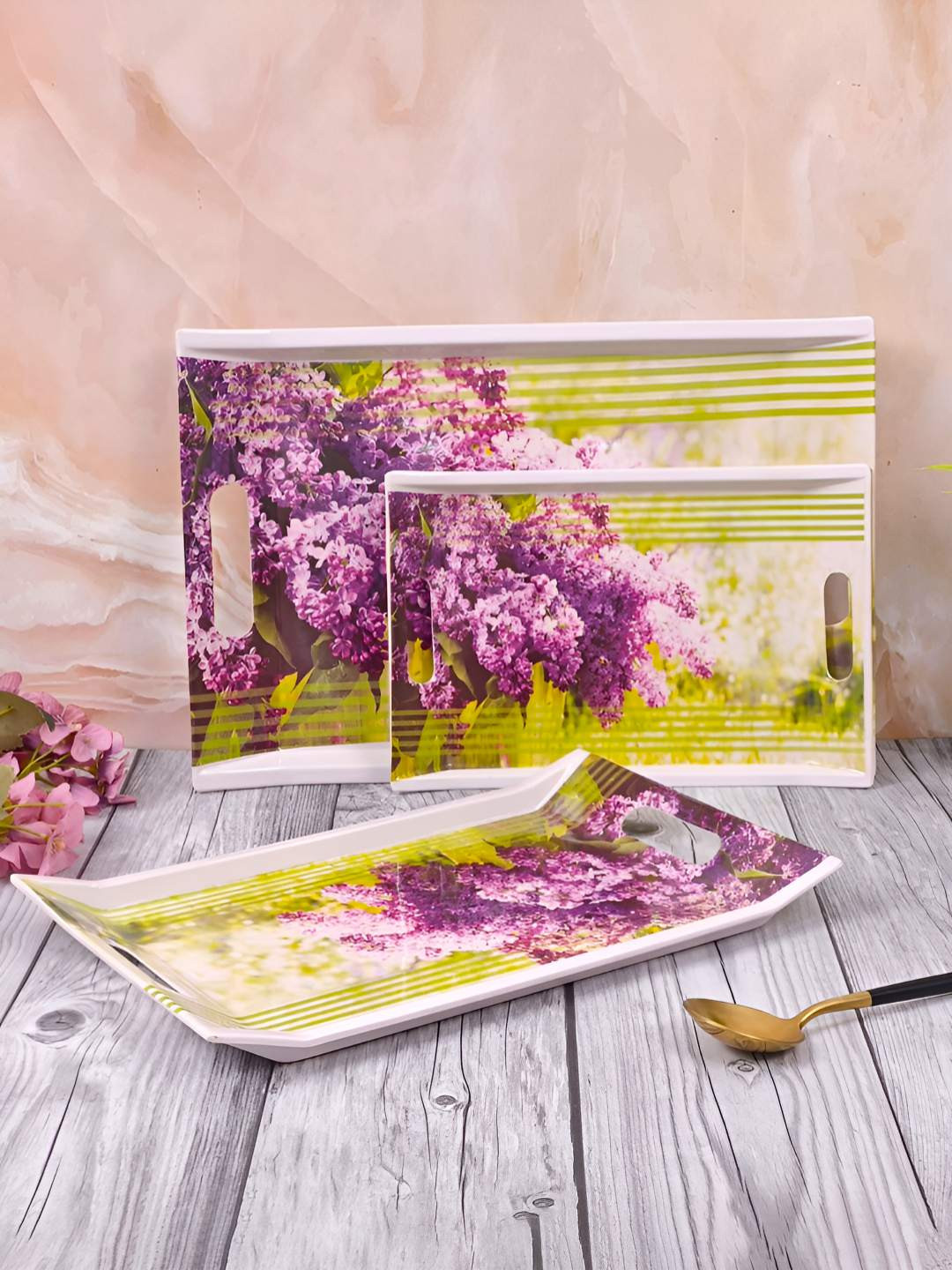 UPC Purple 2025 Melamine 3 Pieces Dishwasher Safe Serving Tray