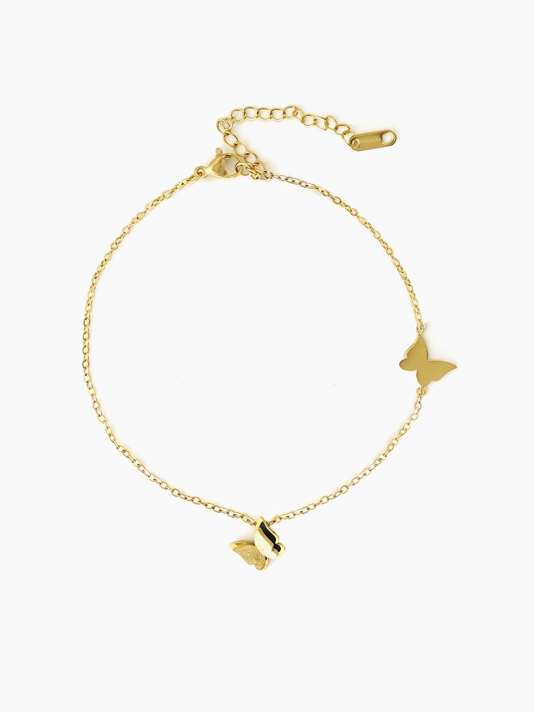 SWASHAA 18K Gold-Plated Stainless Steel Pierid Butterfly Anklet