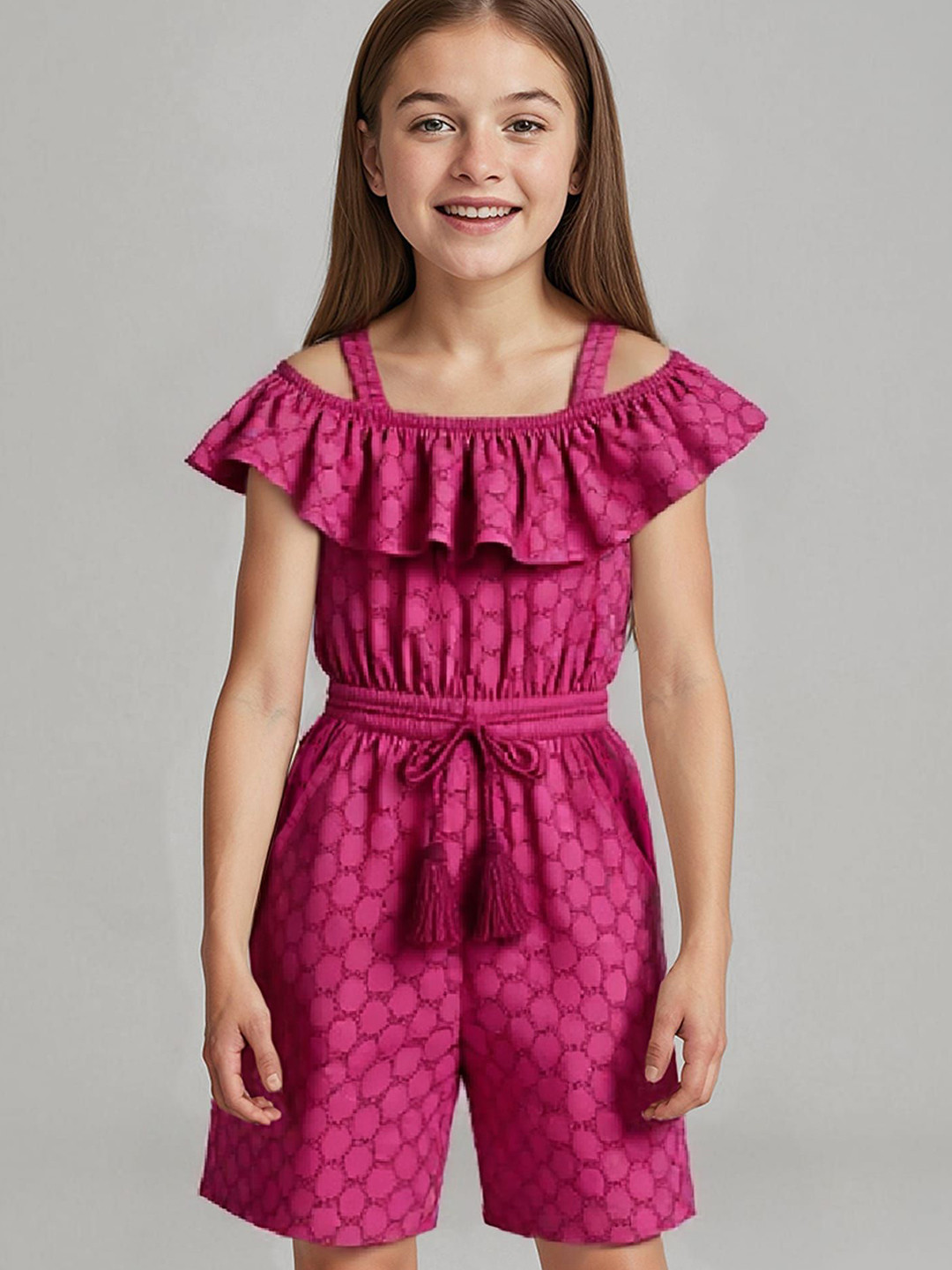 ARIAS By LARA DUTTA Kids Girls Self Design Basic Jumpsuit