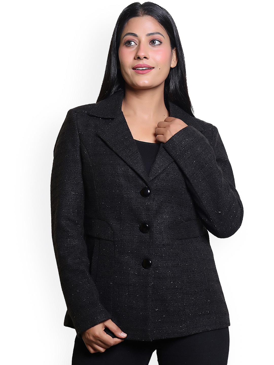 Hallinton Textured Notched-Collar Short Overcoat