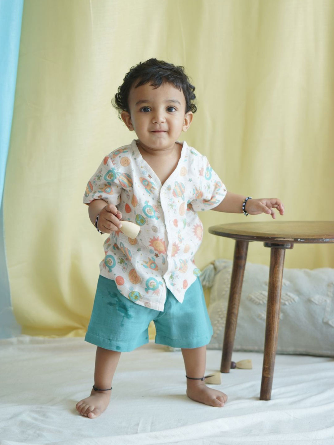 The Boo Boo Club Kids Printed Short Sleeves Pure Cotton Shirt With Shorts