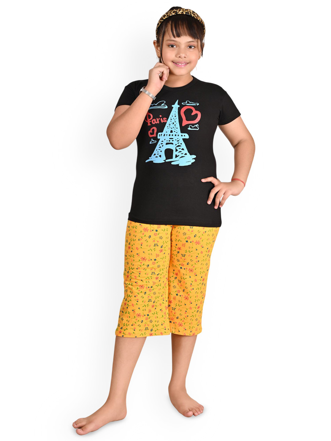 BAESD Girls Printed Tshirt Capri Night suit