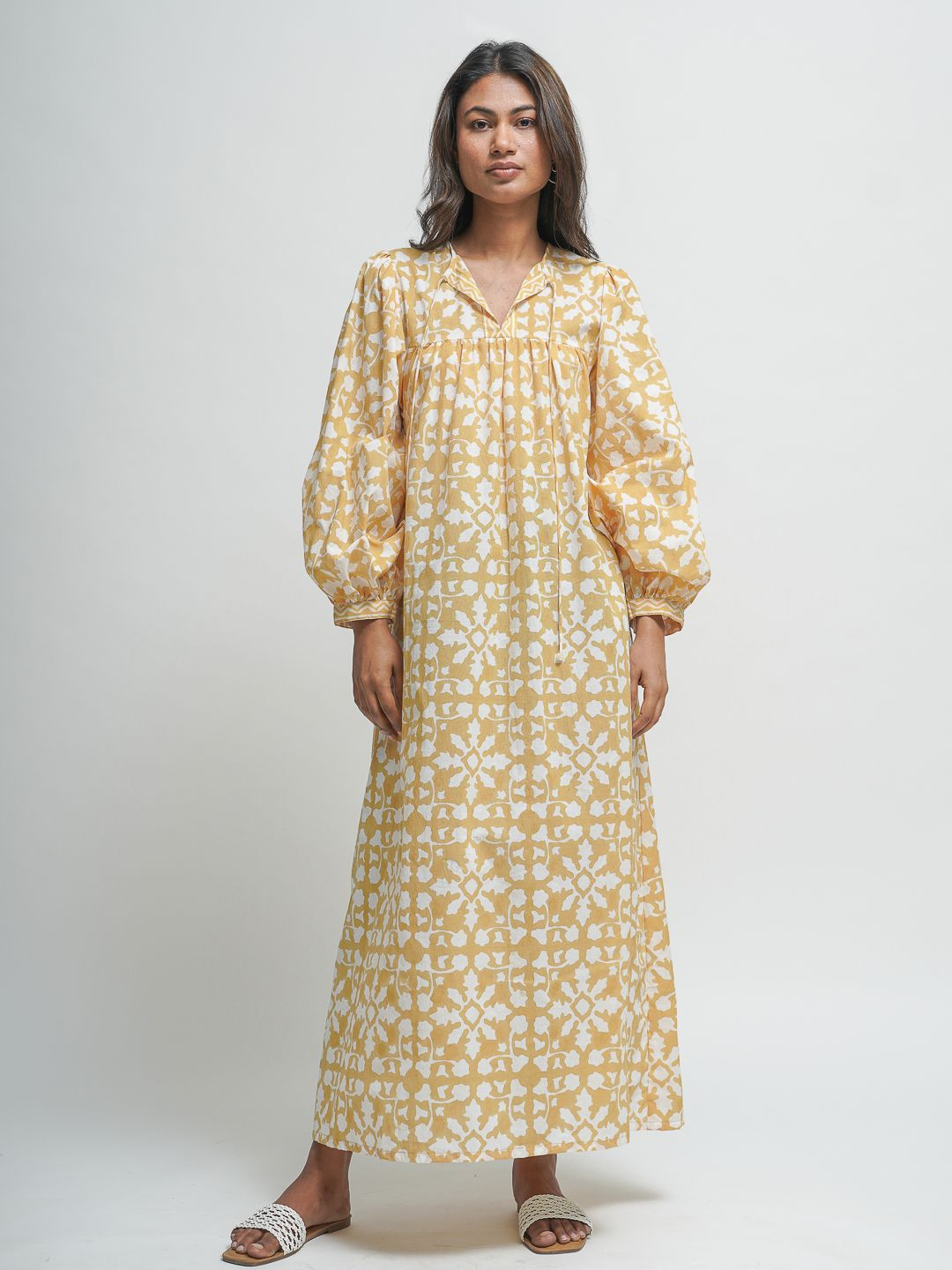 Tailor Didi Women Ethnic Motifs Printed Organic Cotton A-Line Maxi Dress