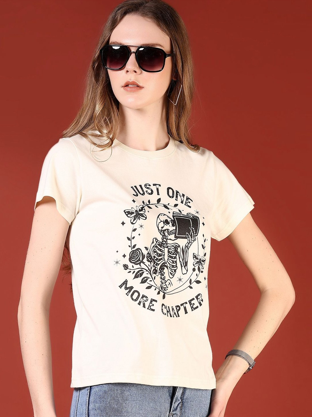 LIMEROAD Women Printed Extended Sleeves T-shirt