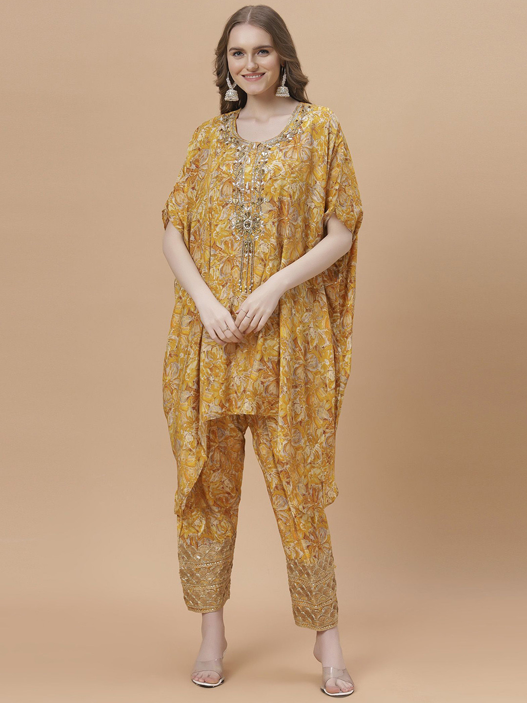 FANTASIA Printed Round Neck Tunic With Trousers Co-Ords
