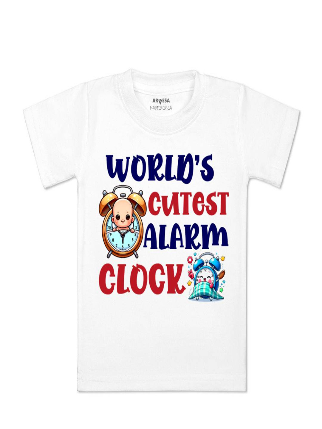 Arvesa Kids World Cutest Alaram Printed Tshirt