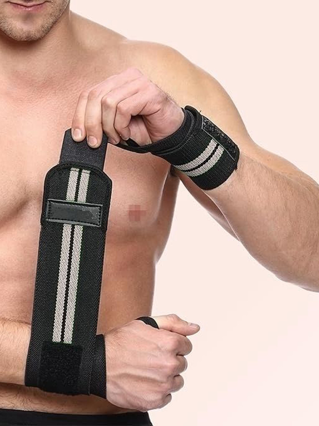 Body Smith Striped Weight Lifting Wrist Support Straps With Thumb Loop