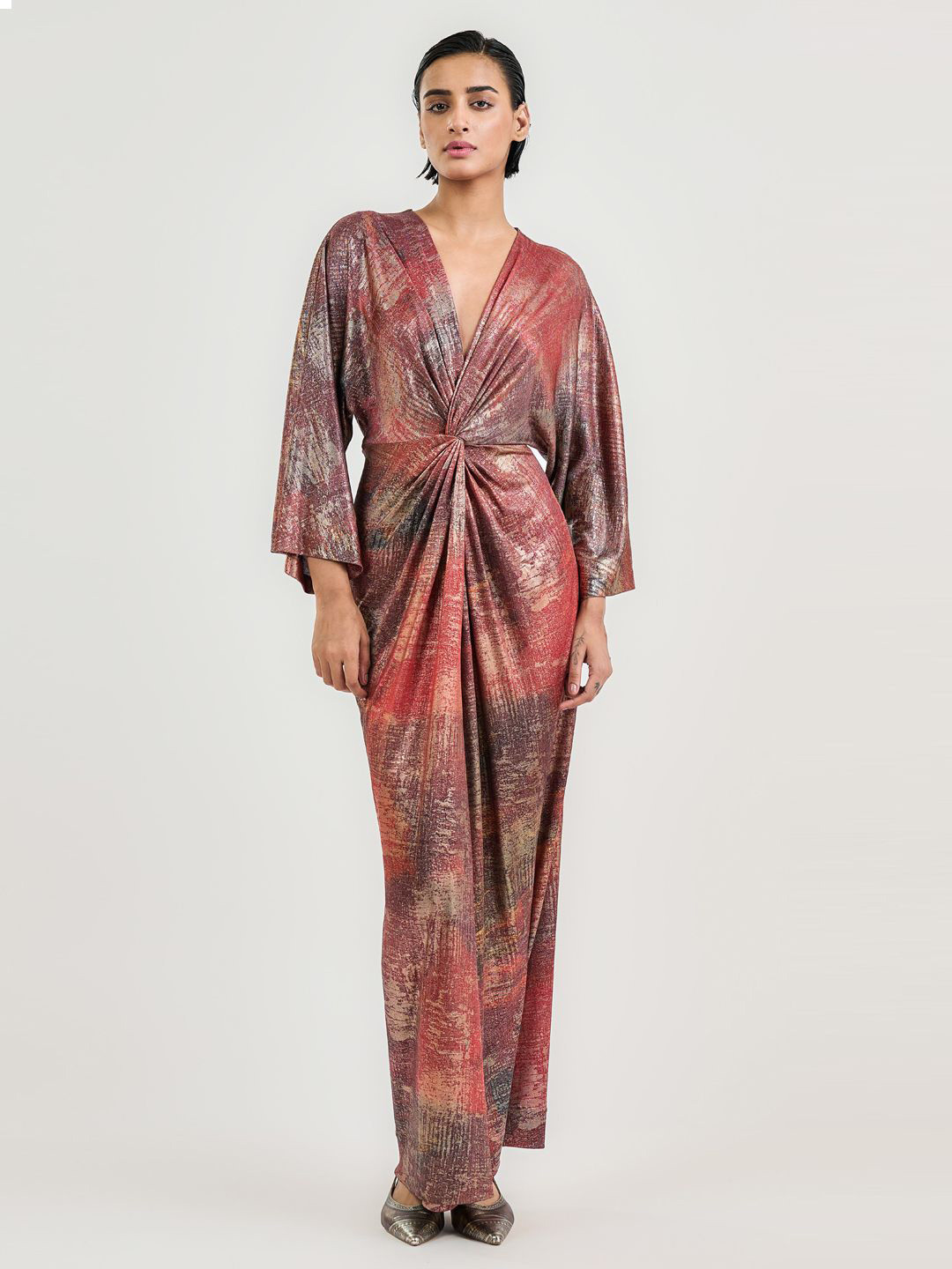 OTT Tarun Tahiliani Women Printed V-Neck Maxi Dress