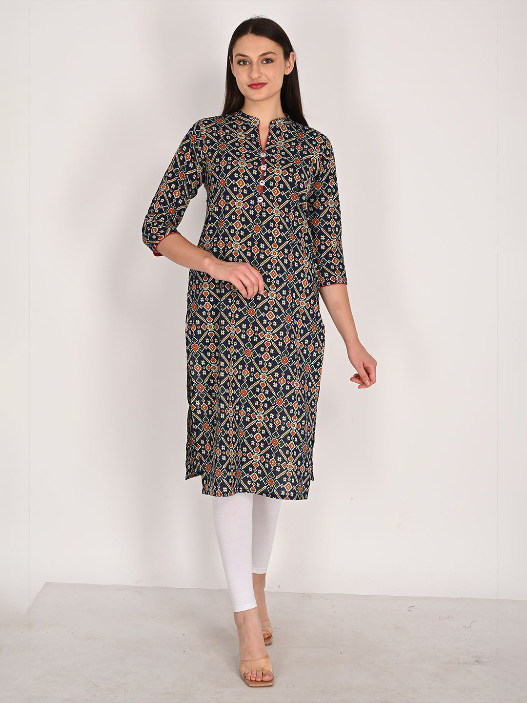 KALINI Printed Pure Cotton Jaipuri Straight Kurta