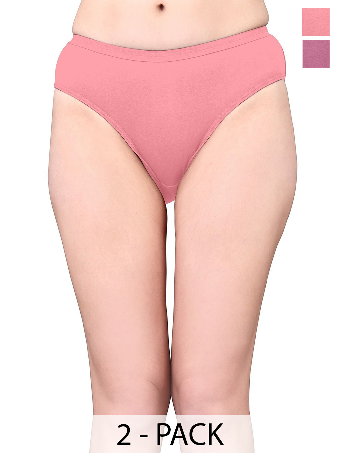 Exotica Lingerie Pack Of 2 Cotton Mid-Rise Bikini Briefs EX RIYA-PACK OF 2-L.RED PURPLE-M