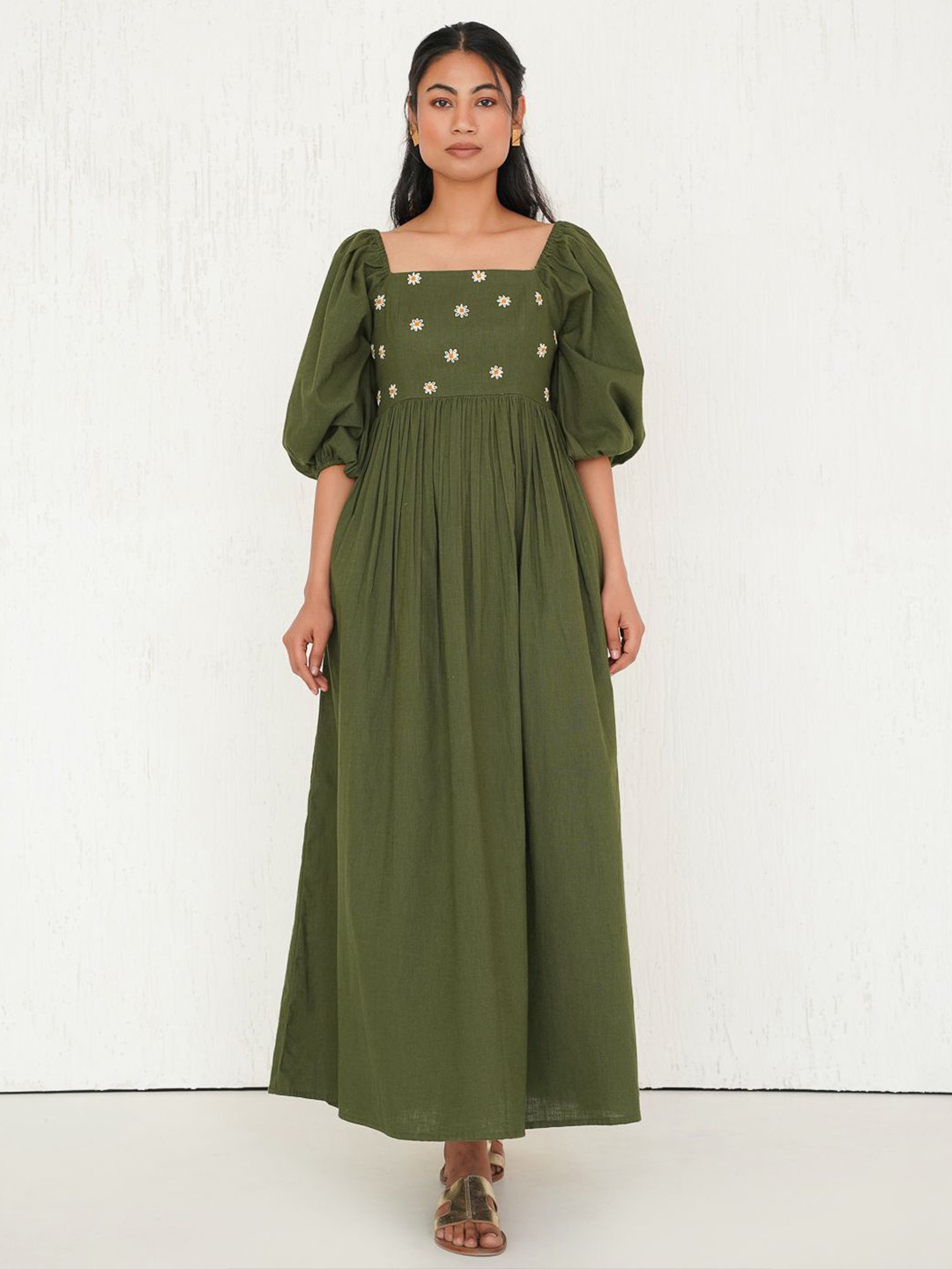 Tailor Didi Puff Sleeve Empire Maxi Dress