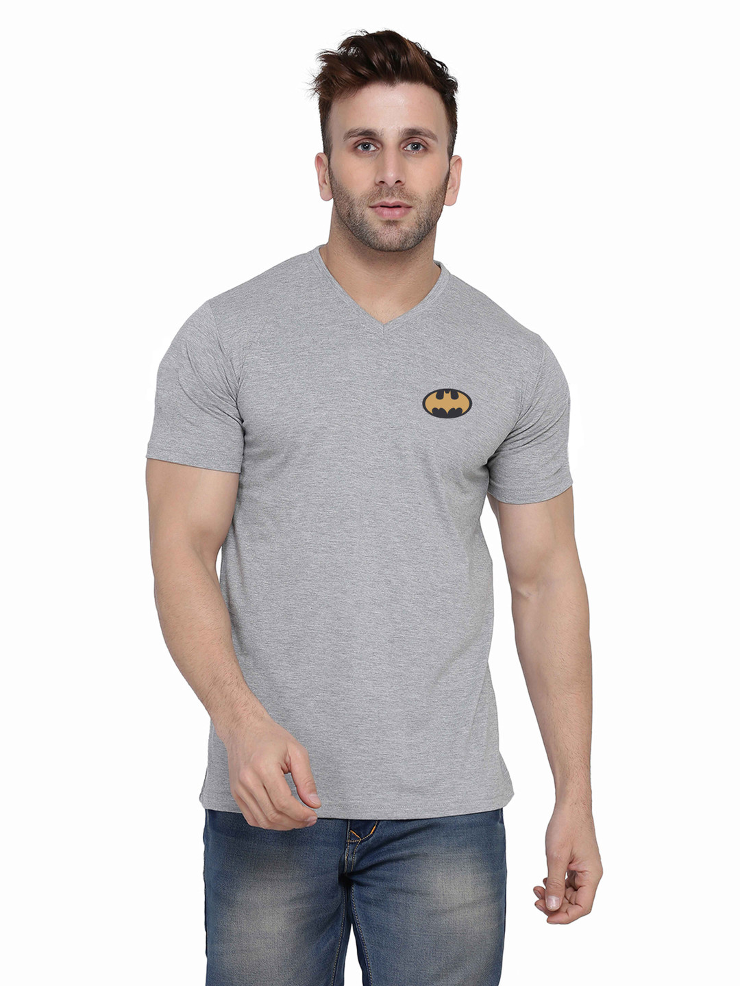 BEYOU FASHION Men V-Neck Superhero Muscle Fit T-shirt