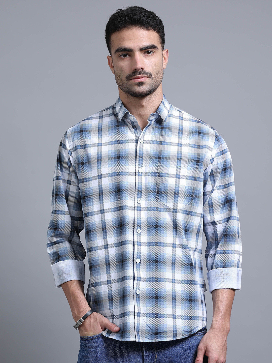 The Roadster Lifestyle Co Checks Pure Cotton Full Sleeves Shirt