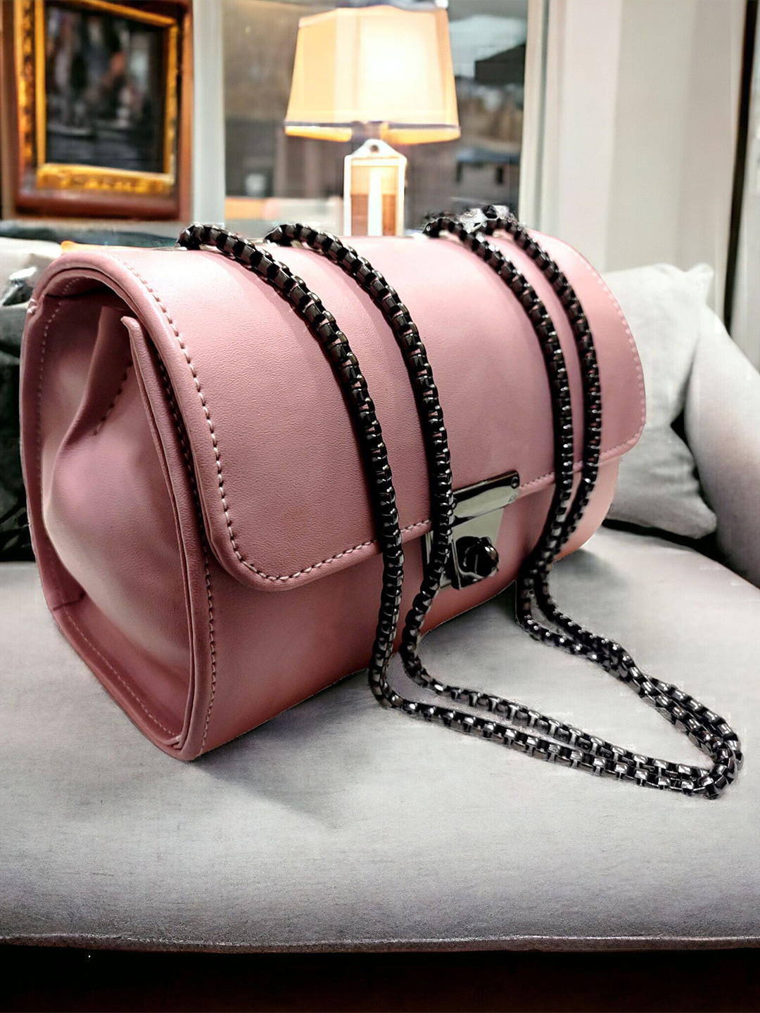 SKORPIO Colourblocked PU Bucket Tote Bag with Quilted