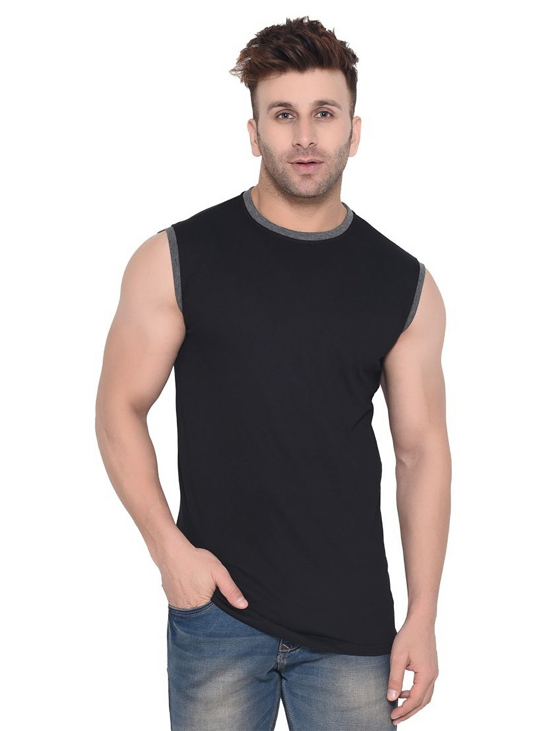 BEYOU FASHION Men Muscle Fit Sleeveless T-shirt