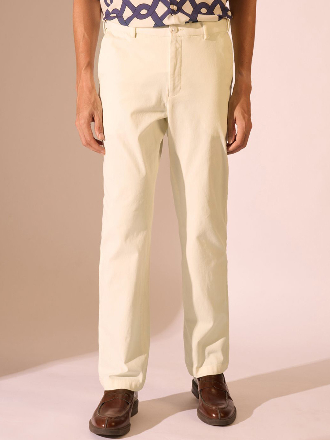 SELECTED Egret Men Slim Fit Chinos Trousers