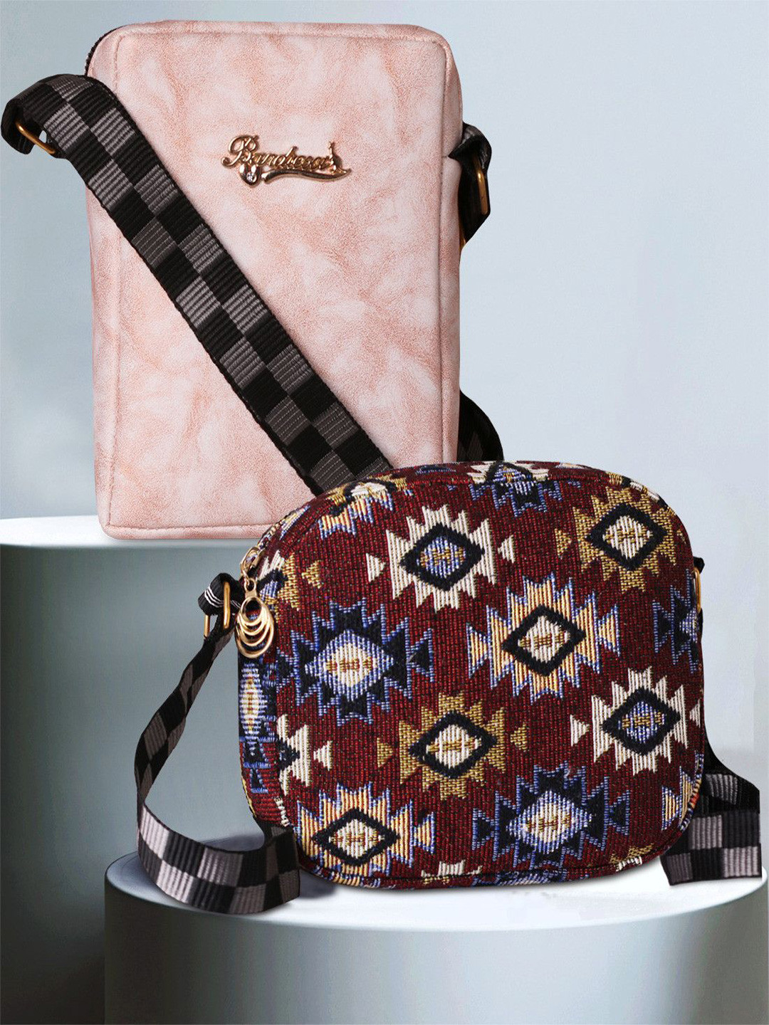 BANDICOOT Set OF 2 Embellished PU Structured Sling Bag with Fringed