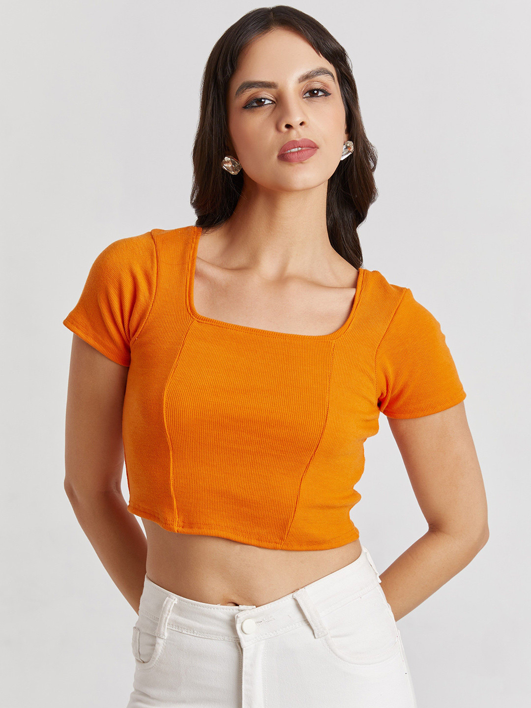 The Cloth Crow Ribbed Fitted Crop Top