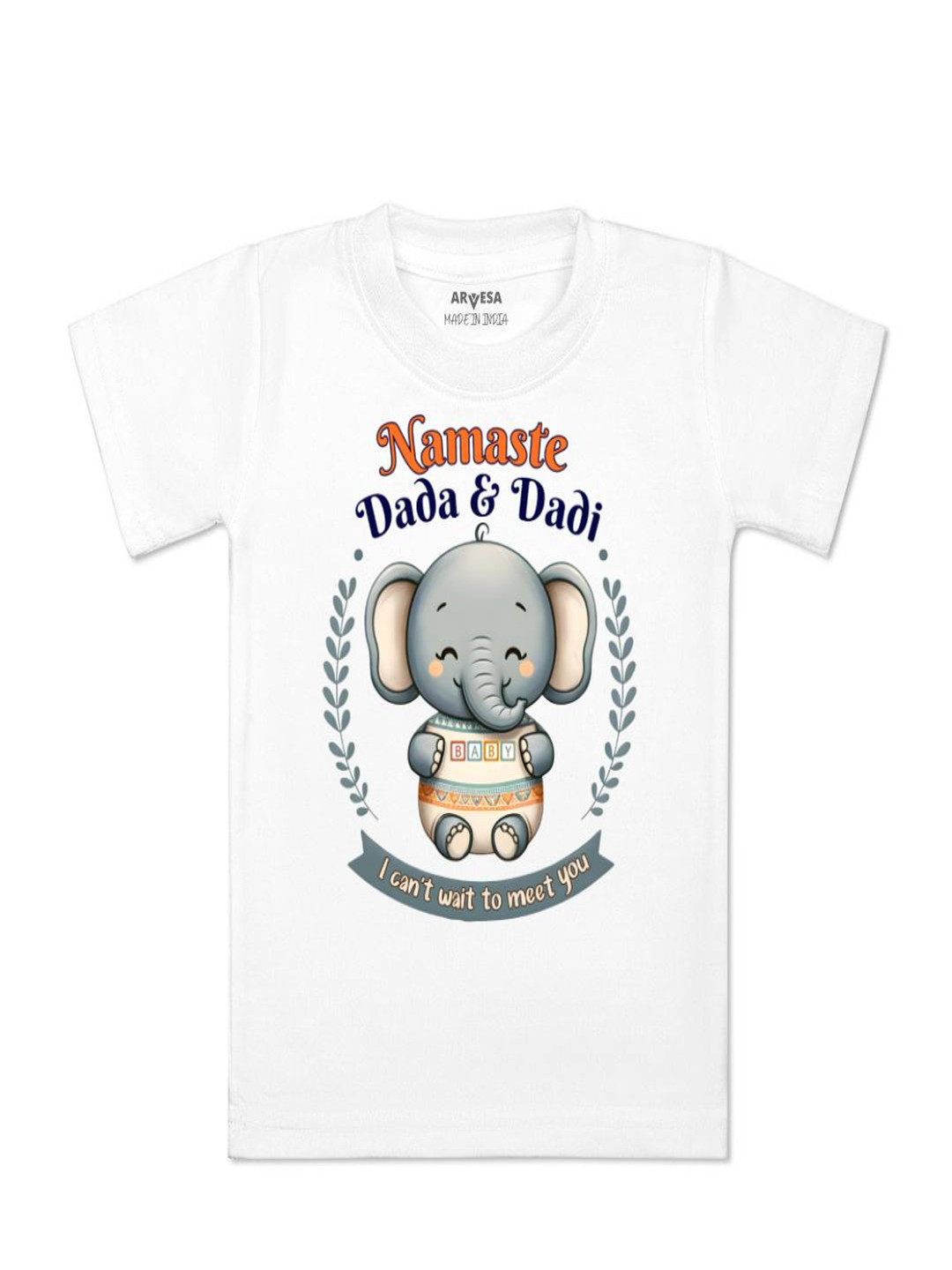 Arvesa Kids Namaste Dada Dadi Printed Tshirt