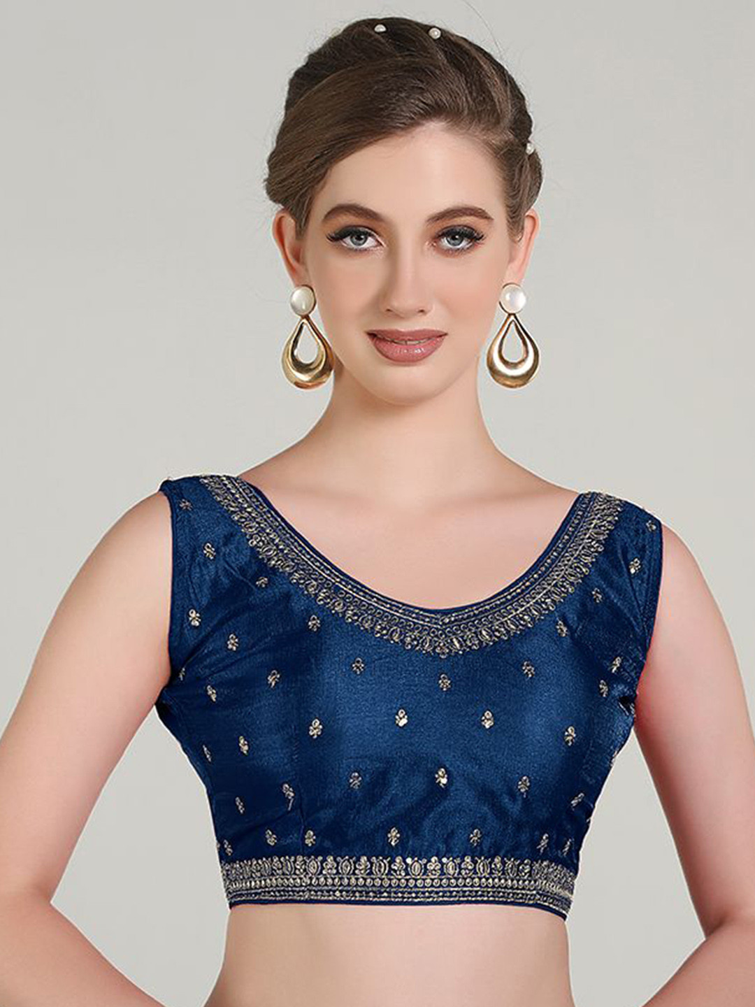 HERE&NOW Embroidered Sleeveless Saree Blouse