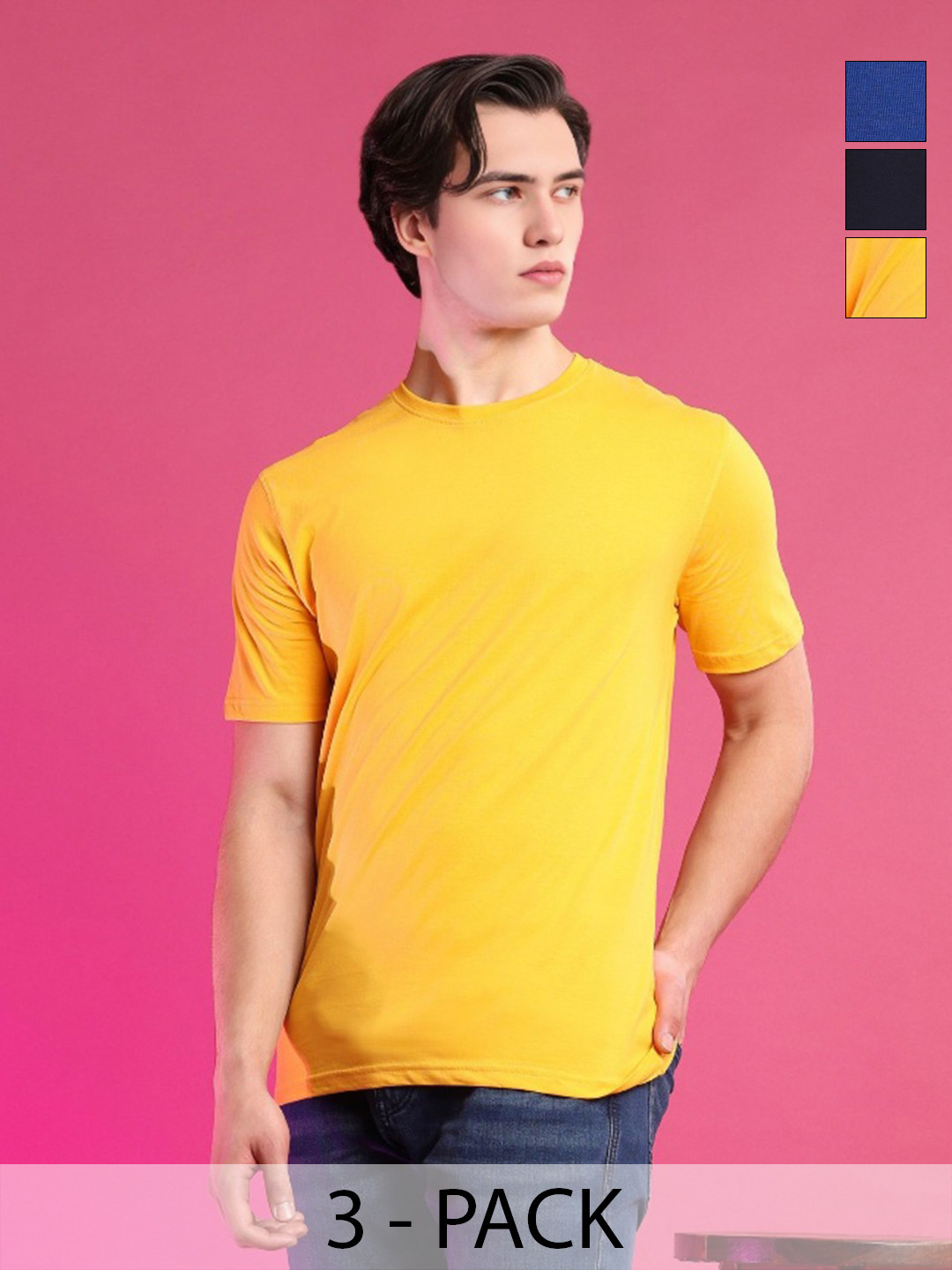 Moda Rapido Pack Of 3 Cotton T-shirts