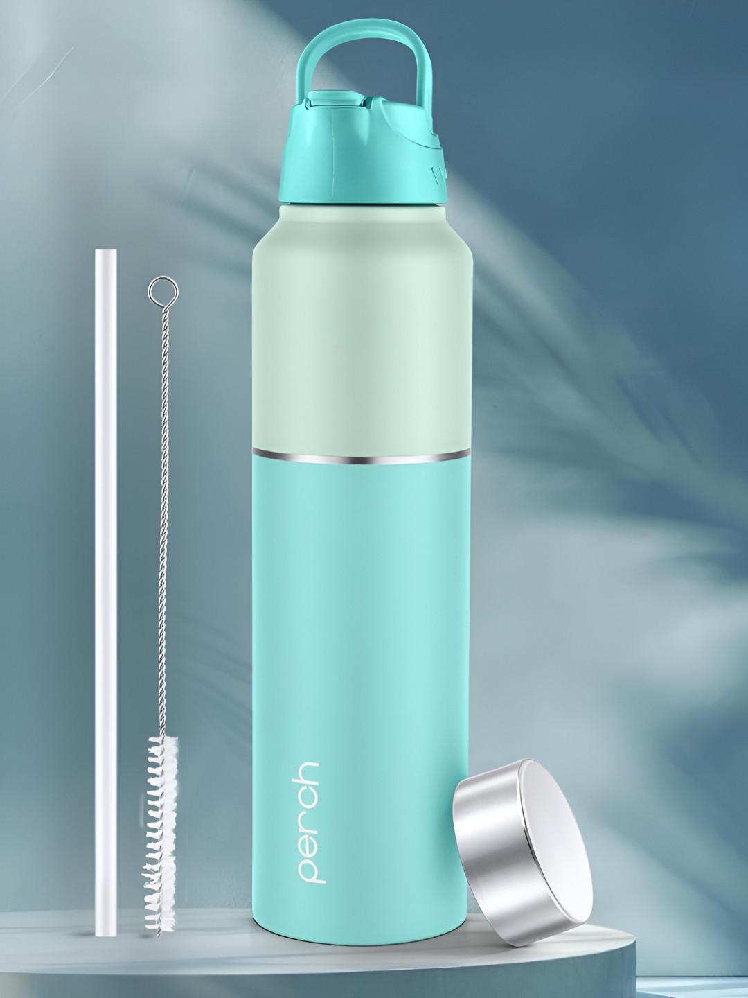 PERCH Turquoise Blue Colourblocked Stainless Steel Spill Proof Sipper - 1L