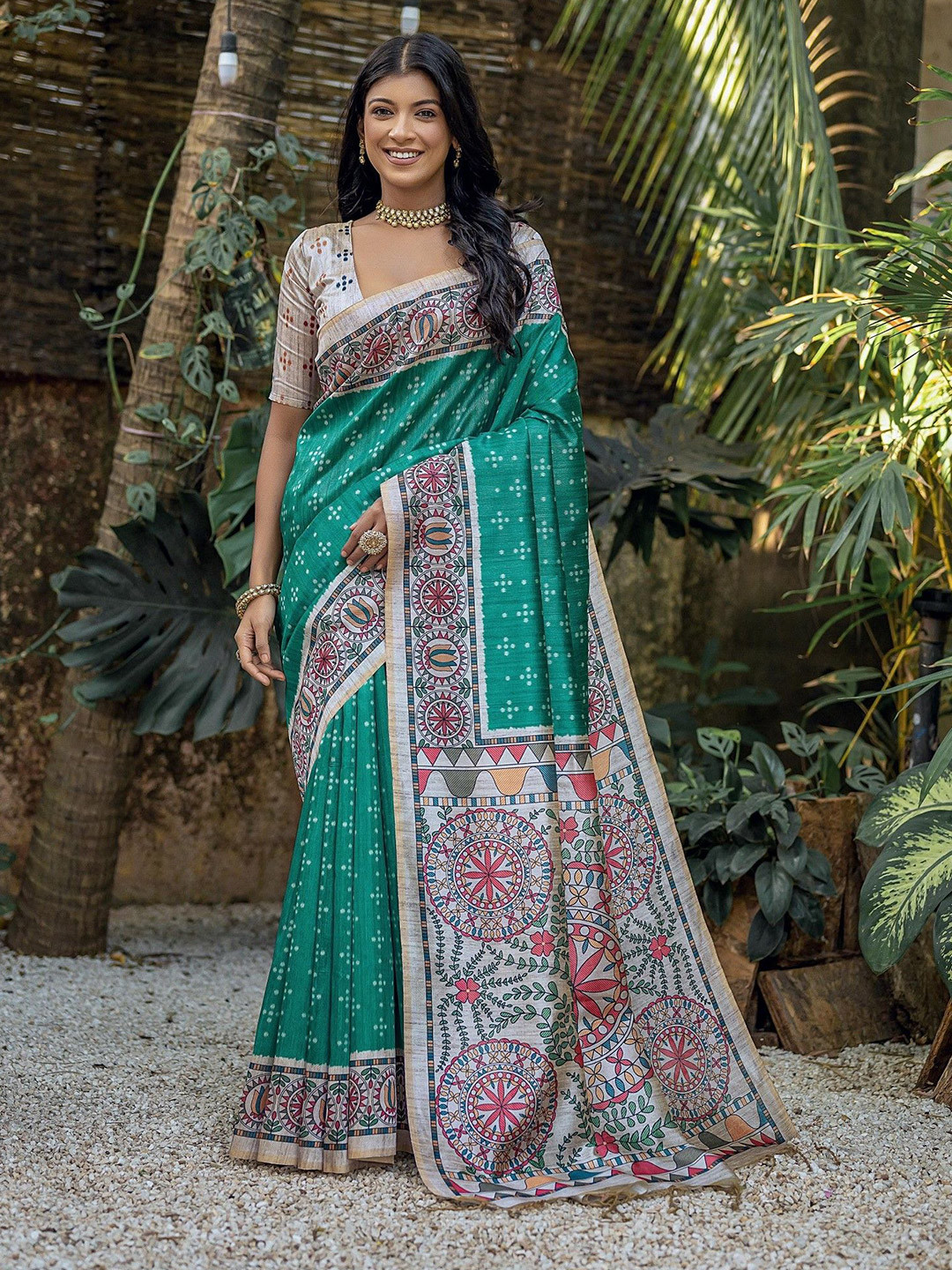LeeliPeeri Designer Bandhani Silk Blend Bandhani Saree