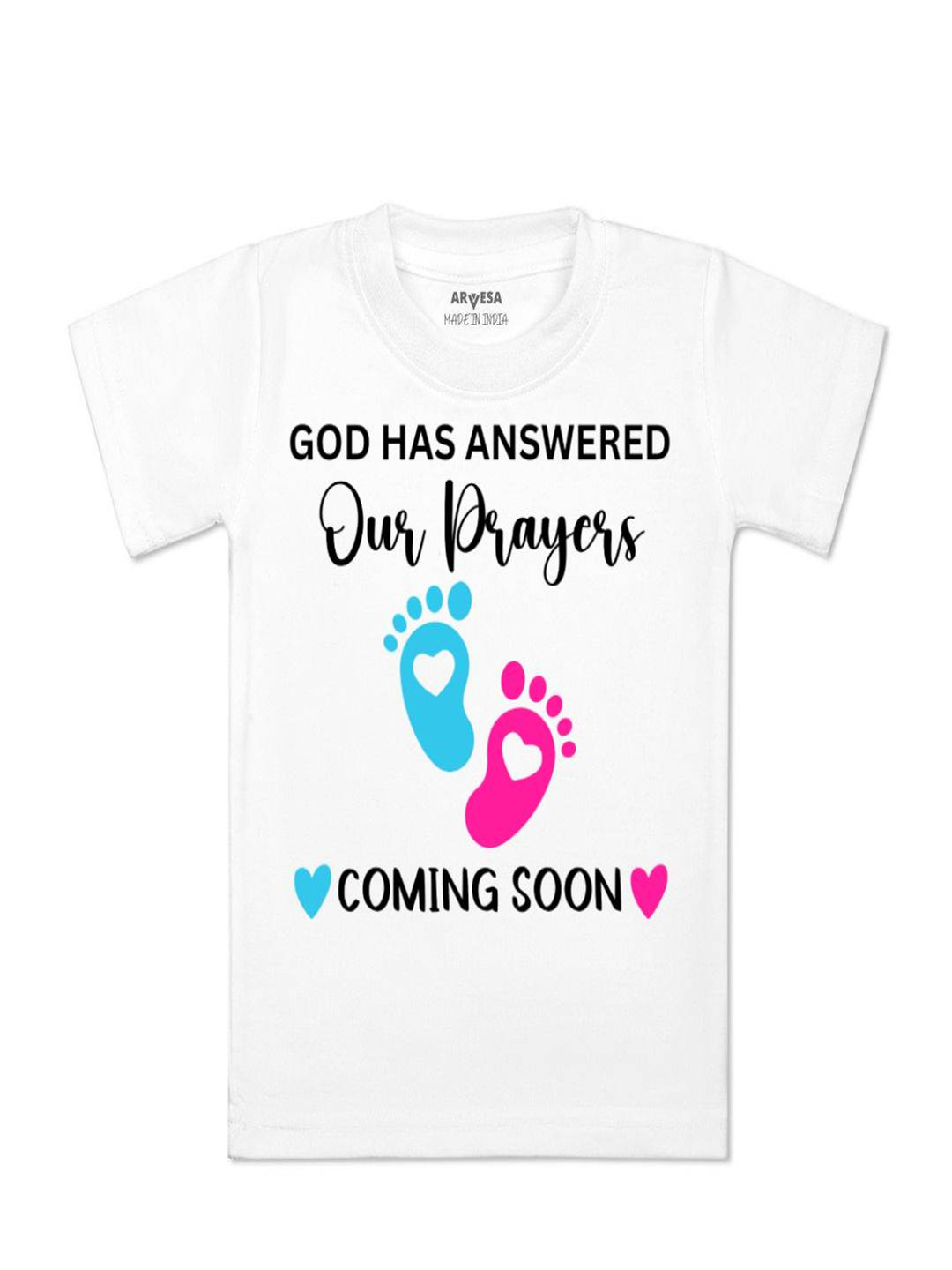 Arvesa Kids God Has Answered Our Prayer Coming Soon Printed Tshirt