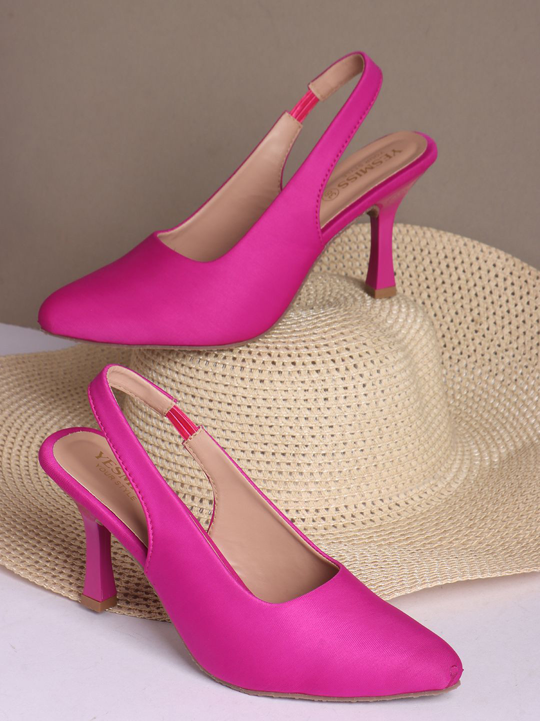 Yesmiss Women Sleek Satin Slingbacks Slim Heel Mules