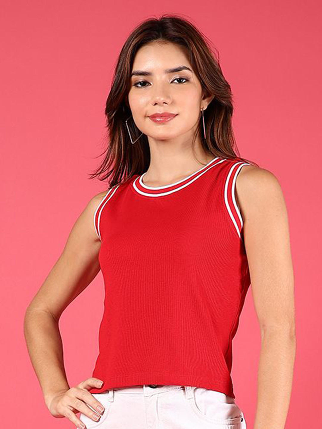 LIMEROAD Women Halter Neck Extended Sleeves Applique T-shirt