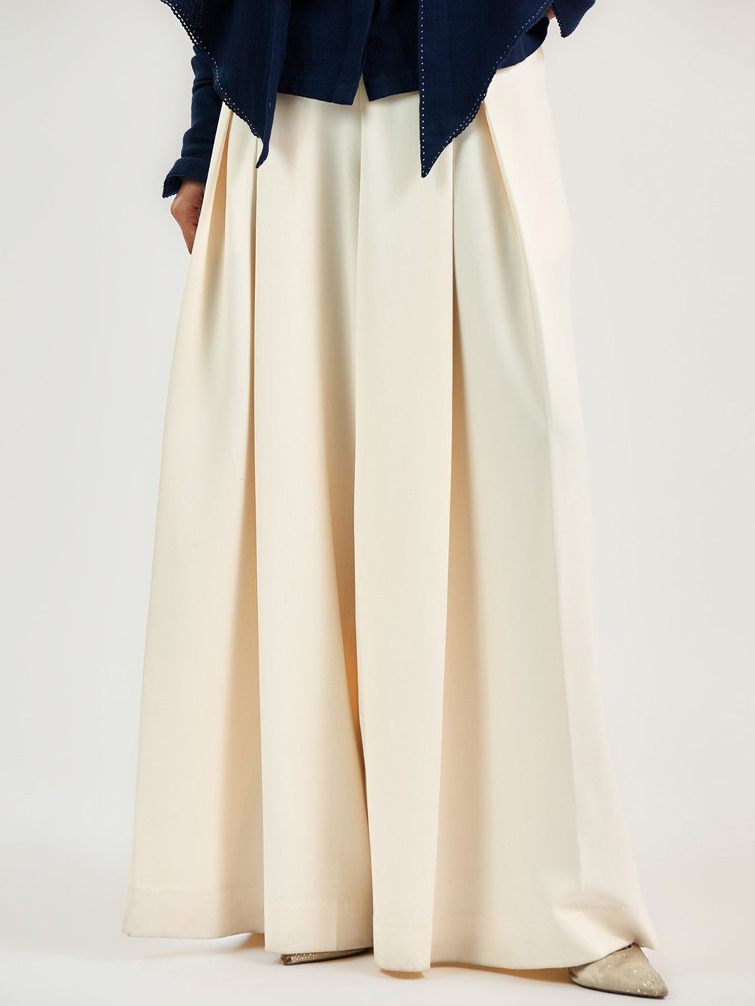 OTT Tarun Tahiliani Women Tailored Loose Fit Pleated Culottes Trousers