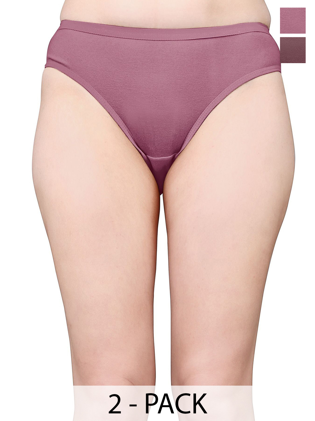 Exotica Lingerie Pack Of 2 Cotton Bikini Briefs EX ELLY-PACK OF 2-L.BROWN L.MAROON-M