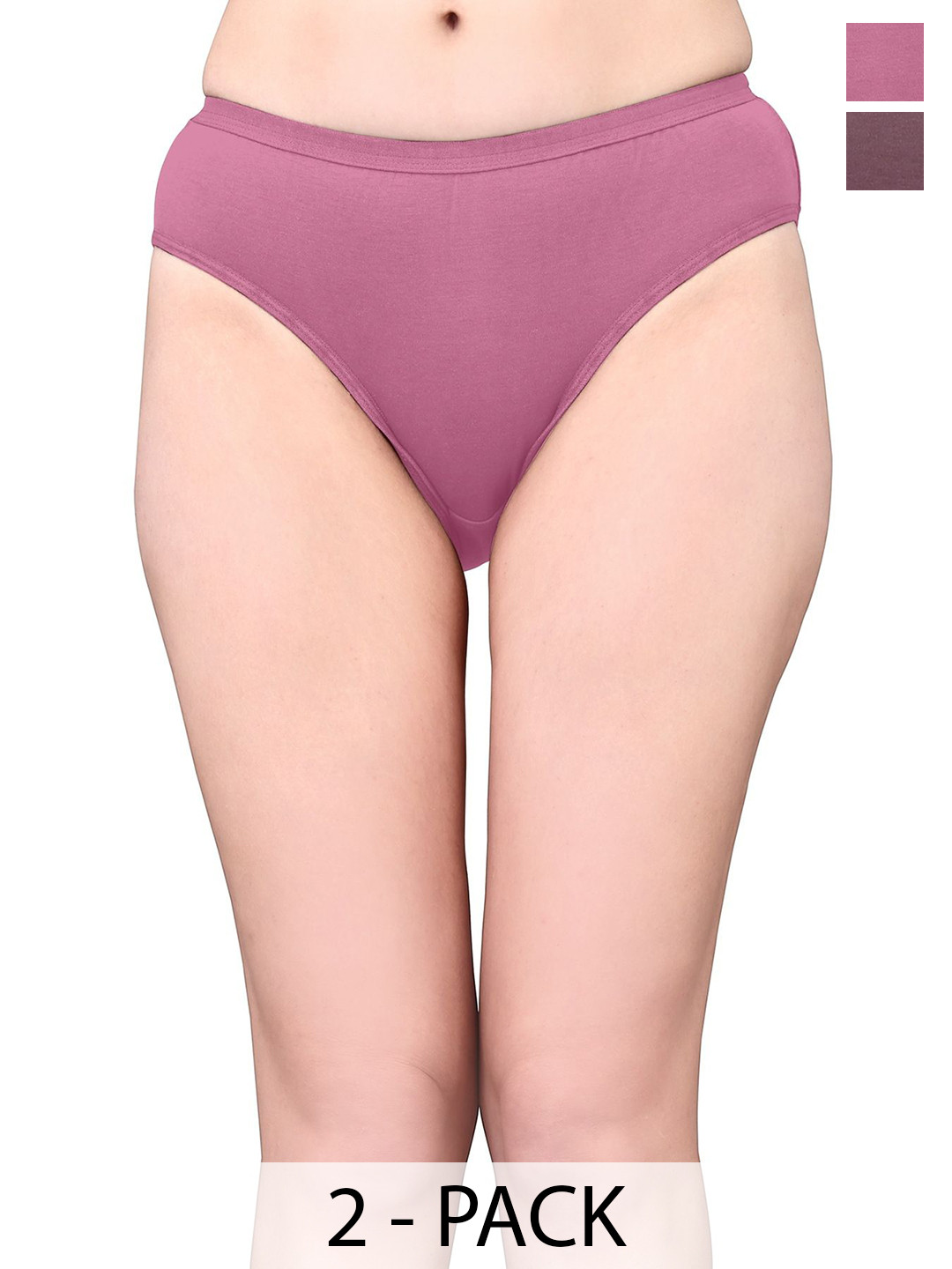 Exotica Lingerie Pack Of 2 Cotton Mid-Rise Bikini Briefs EX RIYA-PACK OF 2-BROWN MAROON-M
