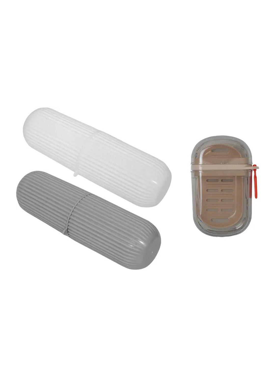 HASHONE Set Of 3 Toothbrush Holder & Soap Tray Combo For Easy Organization