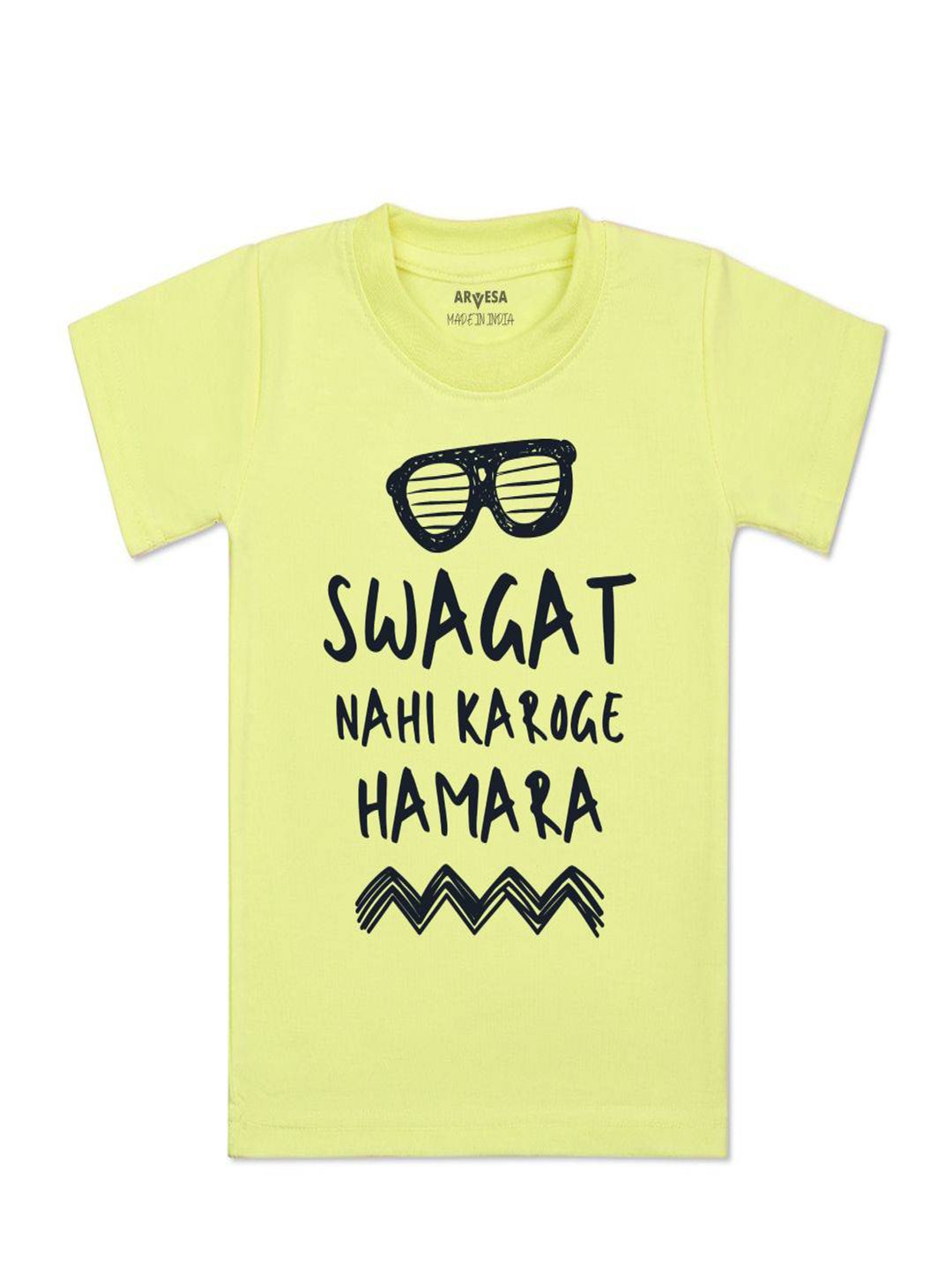 Arvesa Kids Swagat Nahi Karoge Hamara Printed Tshirt