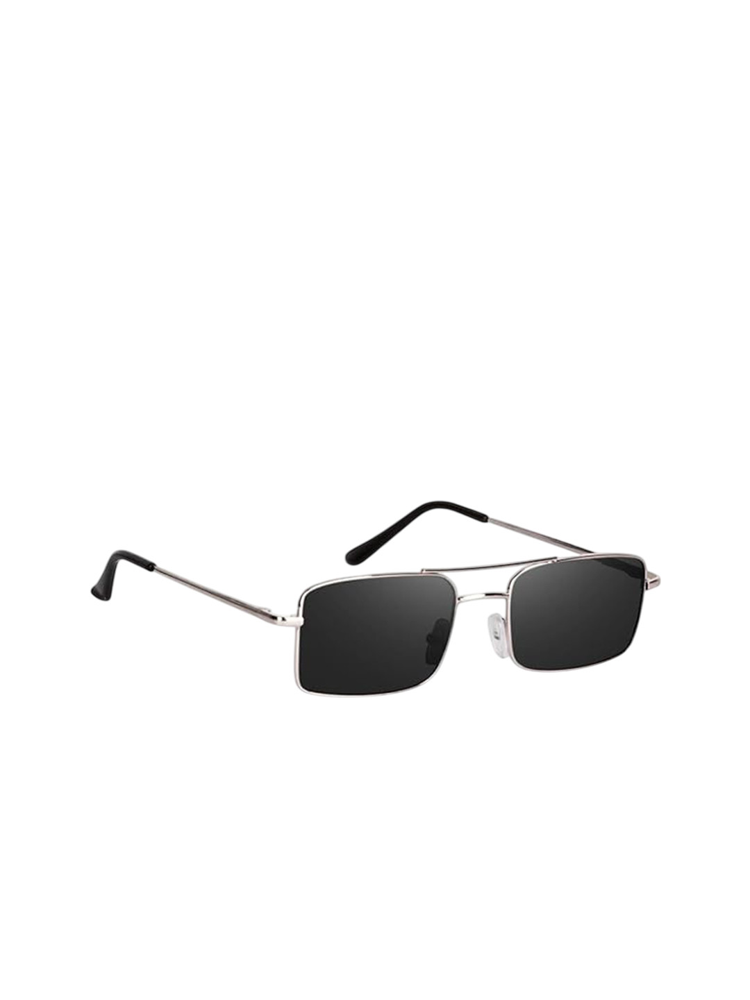 SPADEACES Unisex Square Sunglasses New karan Silver Black_1