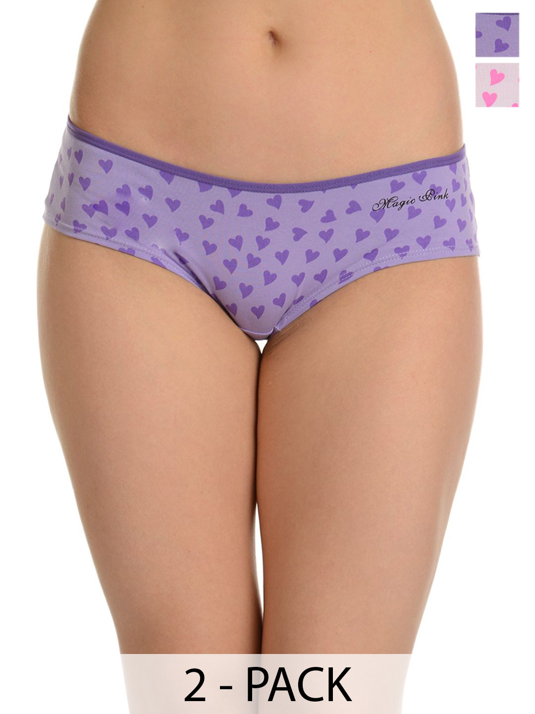 Da Intimo Pack Of 2 Low-Rise Seamless Bikini Briefs DIU-5051_PNK_PPL