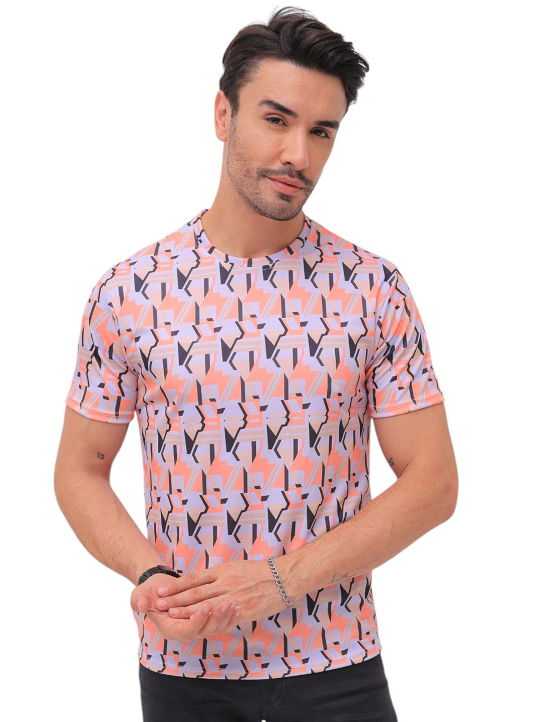 f Gallery Men Linen Blend Raw Edge T-shirt