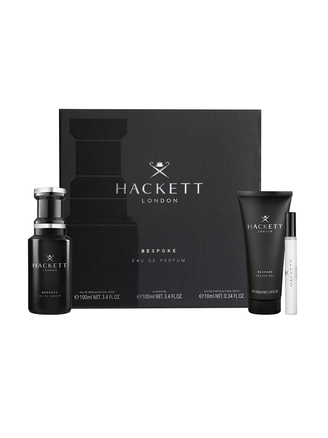 Hackett Set Of 3 Bespoke Eau De Parfum-100 ml, Shower Gel- 100 ml & Pen Spray - 10 ml