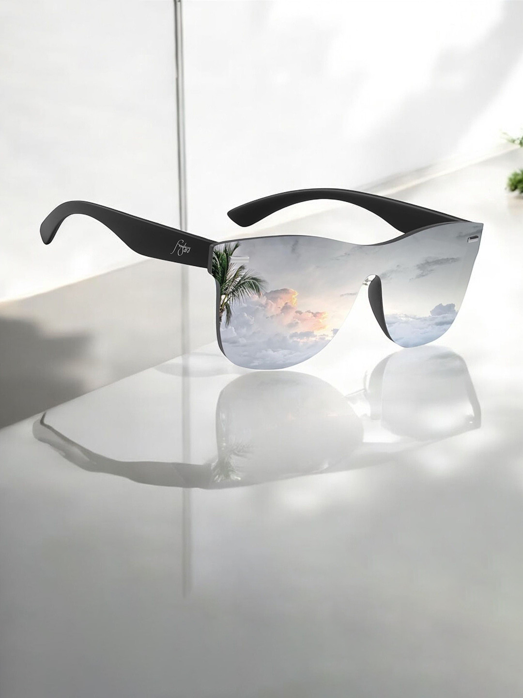 FUNGLASSES Unisex Shield Sunglasses with UV Protected Lens 6090 SILVER MRCRY