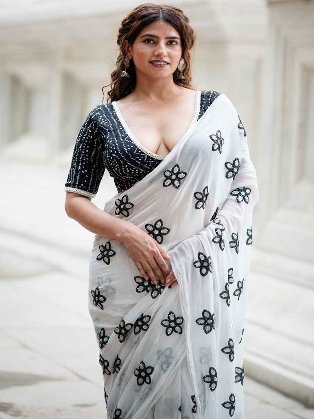 Amodini Designer Studio Printed Cotton Saree Blouse