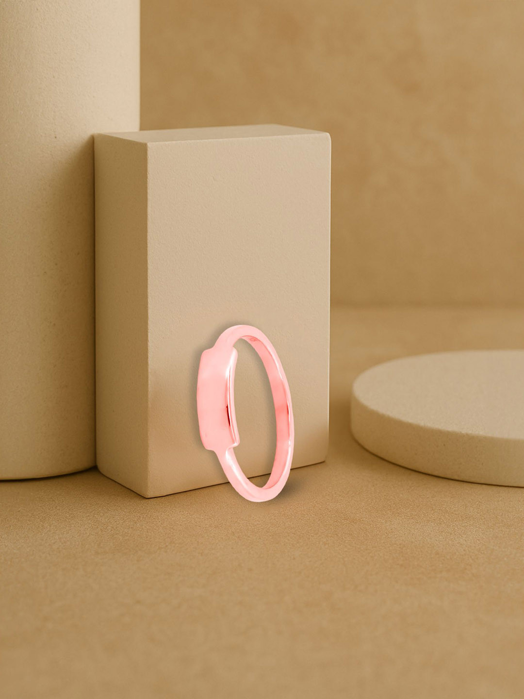 TVISVA JEWELS 925 Sterling Silver Rose Gold-Plated Minimal Adjustable Finger Ring