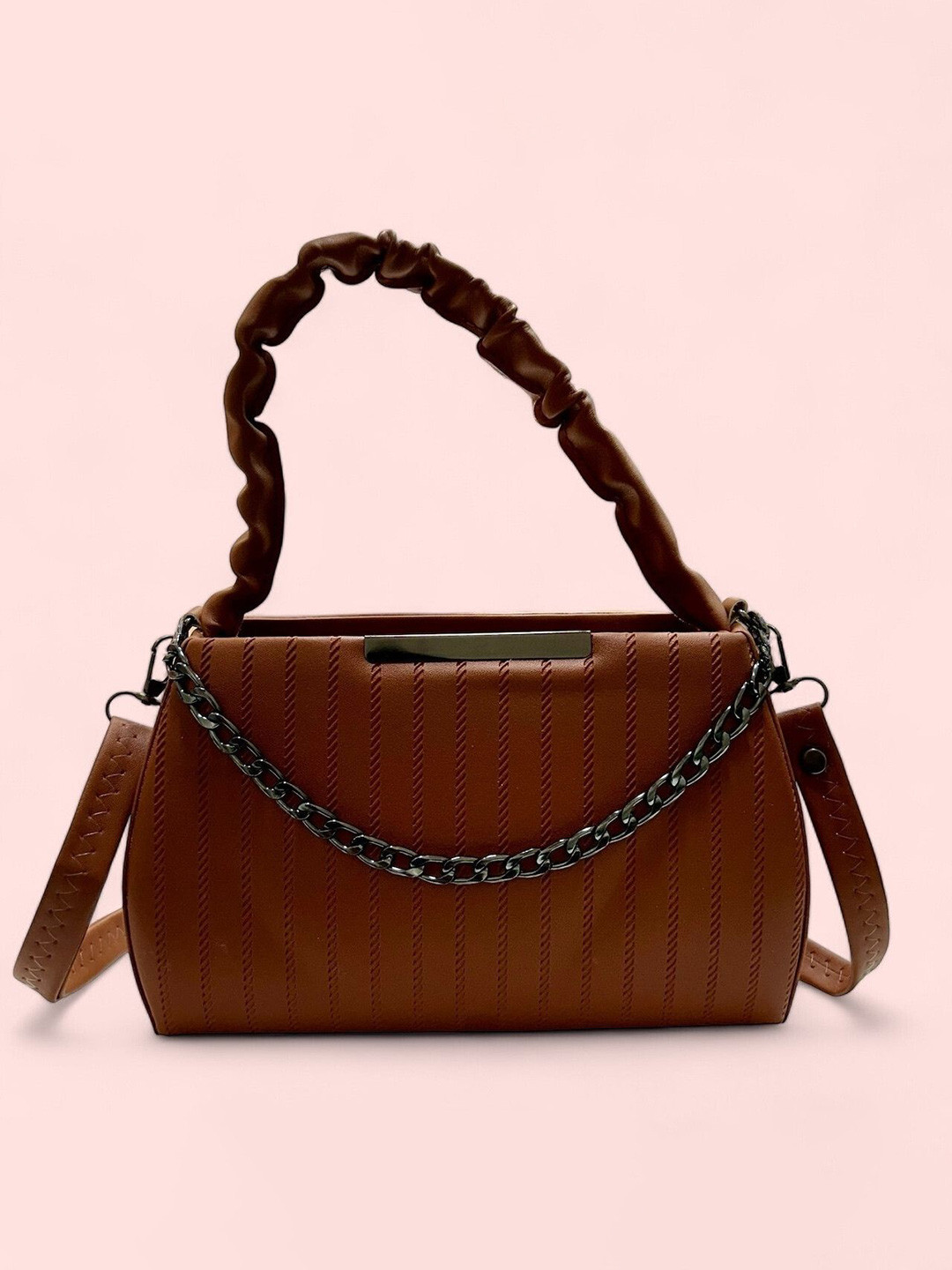 SKORPIO Animal Textured PU Structured Hobo Bag with Quilted