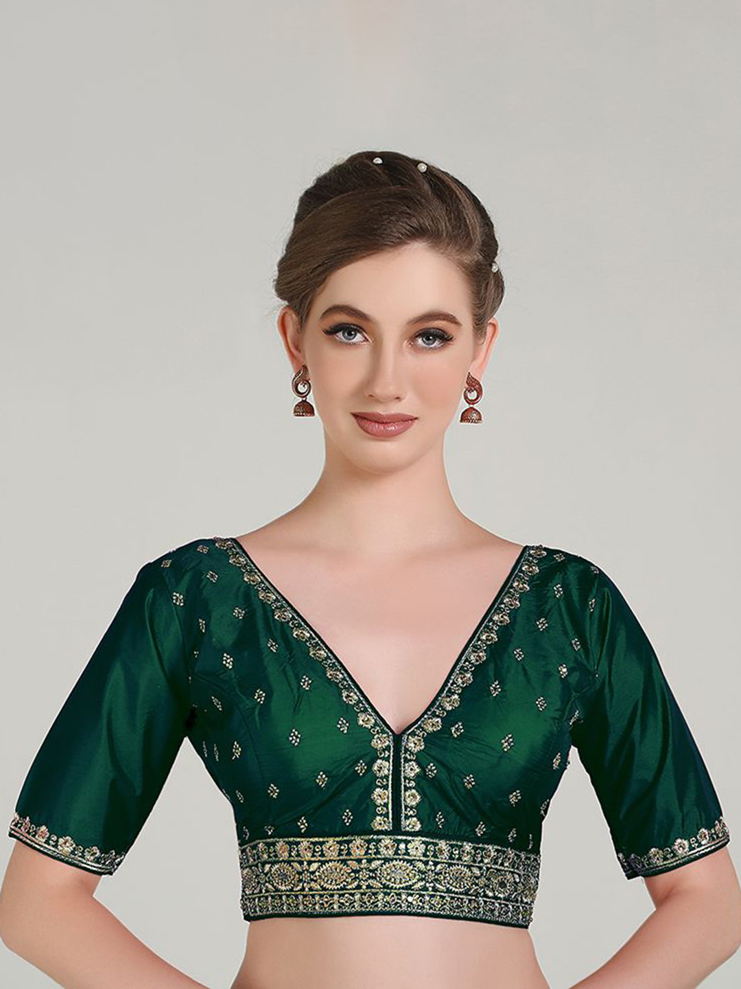 HERE&NOW Embroidered Short Sleeves Saree Blouse